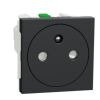Unica - Zásuvka skrytá 250V/16A 2P+E, clonky, bezšroubová, Antracit *NU305254E