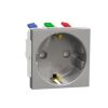 Unica - Zásuvka SCHUKO 2P+E 250V/16A, clonky, bezšroubová, Aluminium *NU305730