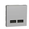 Unica - Dvojitý nabíjecí USB A+A konektor 2.1A, 2M, Aluminium *NU341830