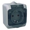 Cedar Plus IP44 - Zásuvka SCHUKO 230V 16A 2P+SE, šedá s čirým krytem *WDE000643 Schneider