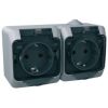 Cedar Plus IP44 - Zásuvka dvojnásobná SCHUKO 230V 16A 2P+SE, šedá s čirým krytem *WDE000625 Schneider