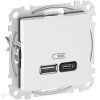 Sedna D/E - Dvojitá USB A+C rychlonabíječka 3A 45W, Bílá *SDD111404 Schneider