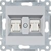 Hager WL2122 Zásuvka datová 2x RJ cat.5e UTP, stříbrná mat