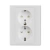 Levit® 5522H-C03457 16 zásuvka dvojnásobná s ochrannými kontakty (podle DIN), s clonkami, bš.barva  šedá / bílá * ABB
