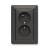 Zoni® 5513T-C02357 137 zásuvka dvojnásobná, s clonkami, s natočenou dutinou barva matná černá / bílá ABB