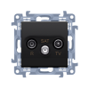 Simon 10 CASK.01/49 Zásuvka anténní R+TV+SAT koncová (přístroj s krytem), 1x vstup: 5 MHz–2,4 GHz černá matná