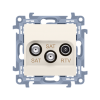 Simon 10 CASK2.01/41 Zásuvka anténní SAT+SAT+RTV 2 násobná (přístroj s krytem), 2x vstup: 5 MHz–2,4 GHz krémová