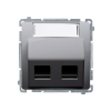 Simon Basic BMGPS2P.02/43 Kryt telekomunikační zásuvky PANDUIT 2 násobný, zkosený, s popisným polem stříbrná
