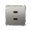 Simon Basic BMC2USB.01/29 Nabíječka USB 2 násobná (přístroj s krytem), 2x USB typ A, 2,1 A / 5 V DC saténová