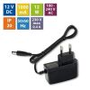Napájecí adaptér 12W, DC12V/1A, IP20, černý plast, s vidlicí *732.062.11.0
