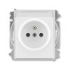 Element® 6619E-A06352 01 zásuvka jednonásobná s ochranným kolíkem, s clonkami, s popisovým polem (typ 6619)barva bílá / ledová bílá ABB