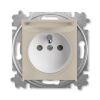 Levit®M 6619H-A06397 18 zásuvka jednonásobná s ochranným kolíkem, s clonkami, s víčkem (typ 6619) barva macchiato / bílá ABB