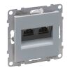 SUNO zásuvka 2-násobná RJ45 CAT.6A/STP datová stíněnná s beznástrojovým prémiov.modulem LCS3 barva hliník *721359 Legrand