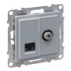 SUNO zásuvka RJ45 CAT.6/UTP kombinovaná TV/S "F"s konektorem+datová nestíněnná barva hliník *721362 Legrand