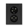 Levit®M 5513H-C02357 63 zásuvka dvojnásobná s ochr. kolíky, s clonkami, s natočenou dutinou barva onyx / kouřová černá ABB