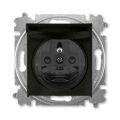 Levit®M 5519H-A02397 63 zásuvka jednonásobná s ochr. kolíkem, s clonkami, s víčkem barva onyx / kouřová černá ABB