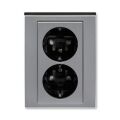 Levit®M 5522H-C03457 69 zásuvka dvojnásobná s ochrannými kontakty (podle DIN), s clonkami, bš.barva ocelová / kouřová černá ABB