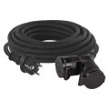 Gumový prodlužovací kabel spojka 15m 2Z 3x 1,5mm, IP44 černý *P0602