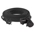 Gumový prodlužovací kabel spojka 20m 2Z 3x 1,5mm, IP44 černý *P0603