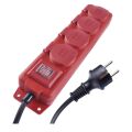 Prodlužovací kabel gumový 4 zásuvky 3m, červený P14131