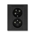 Levit®M 5513H-C02357 63 zásuvka dvojnásobná s ochr. kolíky, s clonkami, s natočenou dutinou barva onyx / kouřová černá ABB