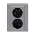 Levit®M 5513H-C02357 69 zásuvka dvojnásobná s ochr. kolíky, s clonkami, s natočenou dutinou barva ocelová / kouřová černá ABB