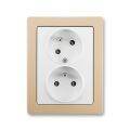Swing®L 5513J-C02357 B1C3 zásuvka dvojnásobná s ochr. kolíky, s clonkami, s natočenou dutinou barva  jasně bílá / mocca * ABB