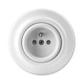 Decento® 6619K-C06357 zásuvka jednonásobná s ochranným kolíkem, s clonkami (typ 6619) barva bílá / bílá (porcelán) ABB