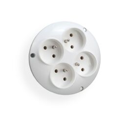 Rozbočka čtyřnásobná kulatá s uzemněním RO-40 bílá