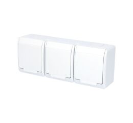 GALATEA *5323-02 IP44 Zásuvka 3x 2P+PE, 3-násobná vodorovná (bílá).