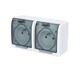 GALATEA *5322-01 IP44 Zásuvka 2x 2P+PE, 2-násobná vodorovná