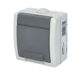 ATLAS *19082 IP55 Zásuvka s ochr. kolíkem, šedá