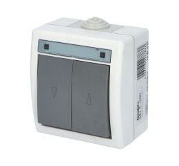 ATLAS *19081 IP55 Spínač žaluziový č.1/0+1/0, na povrch, šedý.