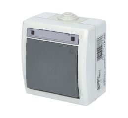 ATLAS *19077 IP55 Tlačítko symbol "zvonek" č.1/0, na povrch, šedé.