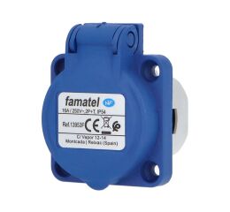 Zásuvka vestavná 13953F IP54/230V/16A s ochranným kolíkem, modrá Famatel