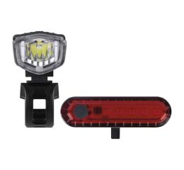 LED přední + zadní nabíjecí svítilna na kolo P3923, 90 lm