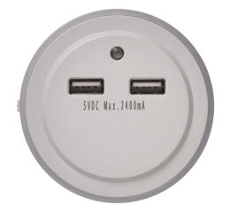 LED noční světlo P3313 do zásuvky s 2× USB