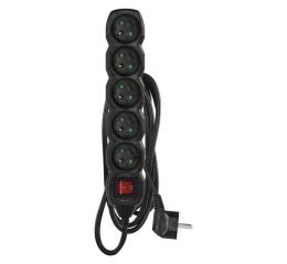 Prodlužovací kabel s vypínačem – 5 zásuvek, 3m, černý Obecné číslo PC1513