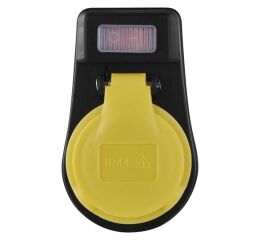 Zásuvka s vypínačem, IP44, černá