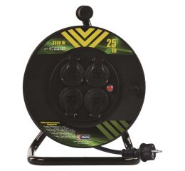 Gumový prodlužovací kabel na bubnu-4 zásuvky guma 25m  *P084251