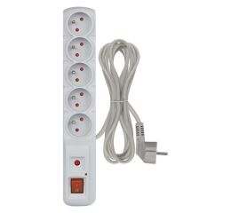 Přepěťová ochrana – 5 zásuvek, 3m, šedá *P53874