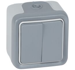 PLX55 SPÍNAČ STŘ. DVOJ. ŠEDÝ  *069715 Legrand