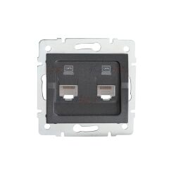 Zásuvka LOGI 2xRJ45Cat 6 Jack dvojnásobná datová nezávislá barva bílá 25288 Kanlux