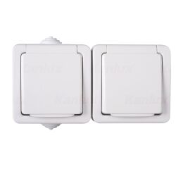 TEKNO   Dvojitá zásuvka s ochranou kontaktů horizontální - bílá *33497 Kanlux