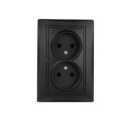 DOMO   Zásuvka dvojitá kompletní bez uzemnění, třída ochrany II - černá matná *36486 Kanlux