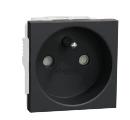 Unica - Zásuvka 250V/16A 2P+E, clonky, šroubová, Antracit *NU303954E