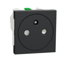 Unica - Zásuvka skrytá 250V/16A 2P+E, clonky, bezšroubová, Antracit *NU305254E