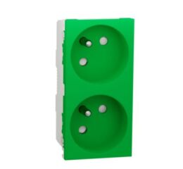 Unica - Zásuvka dvojitá 45 250V/16A 2x2P+E, clonky, bezšroubová, Zelená *NU306906