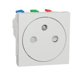 Unica - Zásuvka skrytá 250V/16A 2P+E, clonky, bezšroubová, Bílá Antibakteriální *NU305220