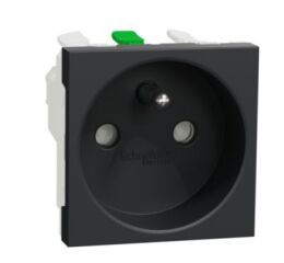 Unica - Zásuvka 250V/16A 2P+E, clonky, bezšroubová, Antracit *NU305954E